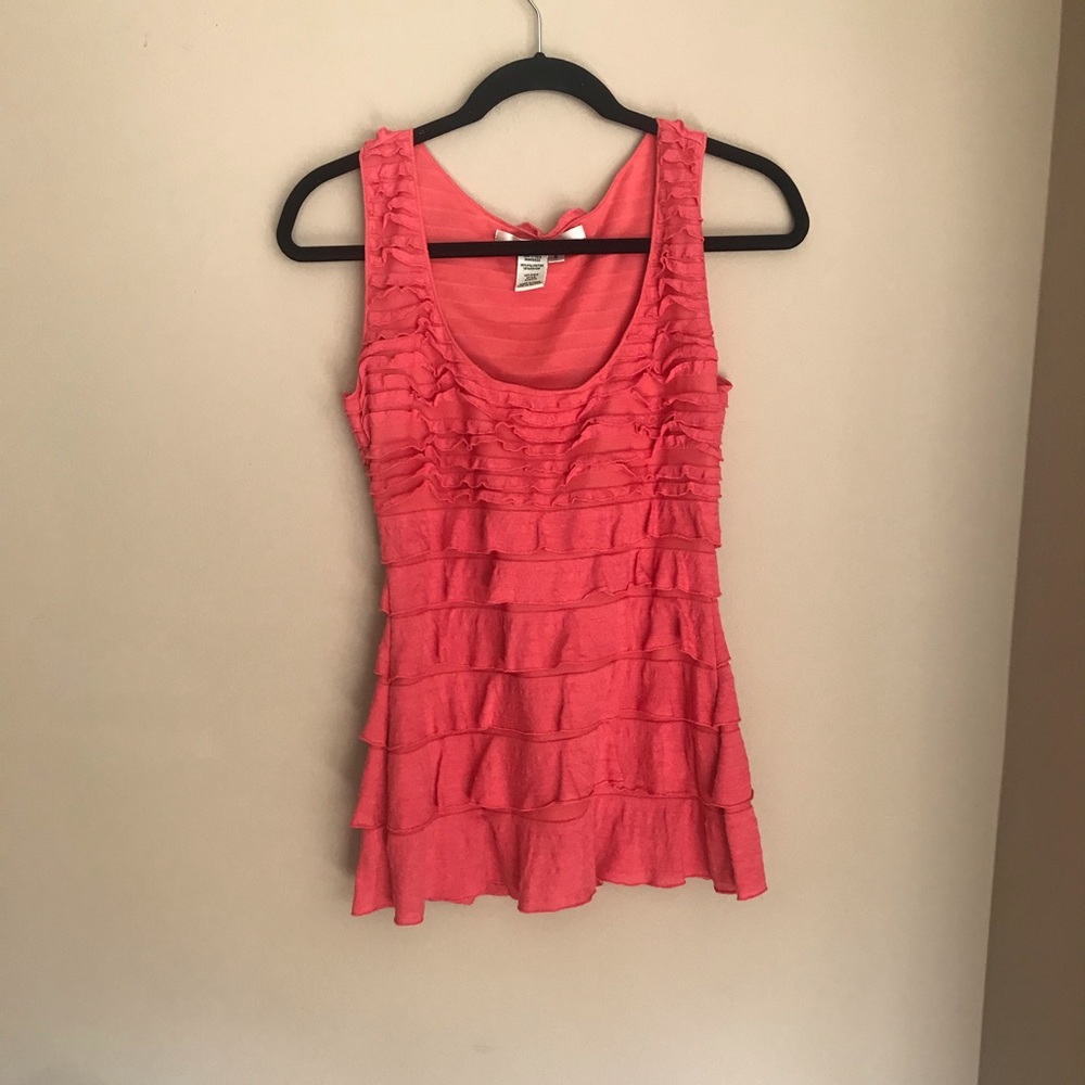 Max Studio Sleeveless Coral Tiered Top Size Small